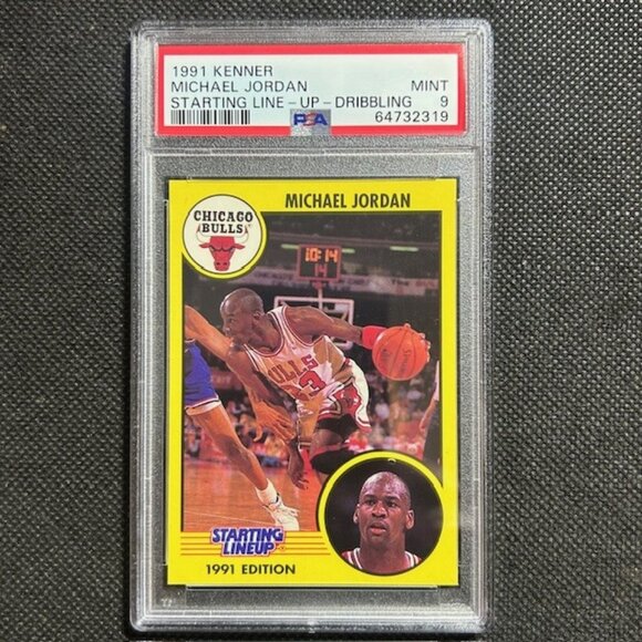 1991 Kenner Starting Lineup SLU Michael Jordan Dribbling PSA 9 Mint Bulls - Picture 1 of 2